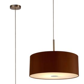 DK0306  Baymont 50cm Pendant 1 Light Satin Nickel, Raw Cocoa/Grecian Bronze, Frosted Diffuser